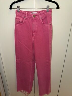 Zara Pink High-Rise Straight Jeans
